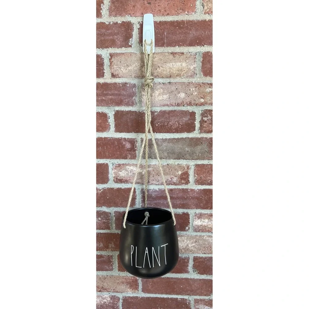 RARE Rae Dunn Artisan Collection Black Hanging PLANT Planter By Magenta